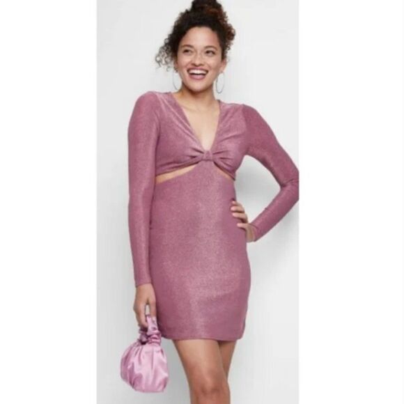 wild fable Dresses & Skirts - Wild Fable NWOT Pink Shimmer Bodycon Cut Out Lurex Dress